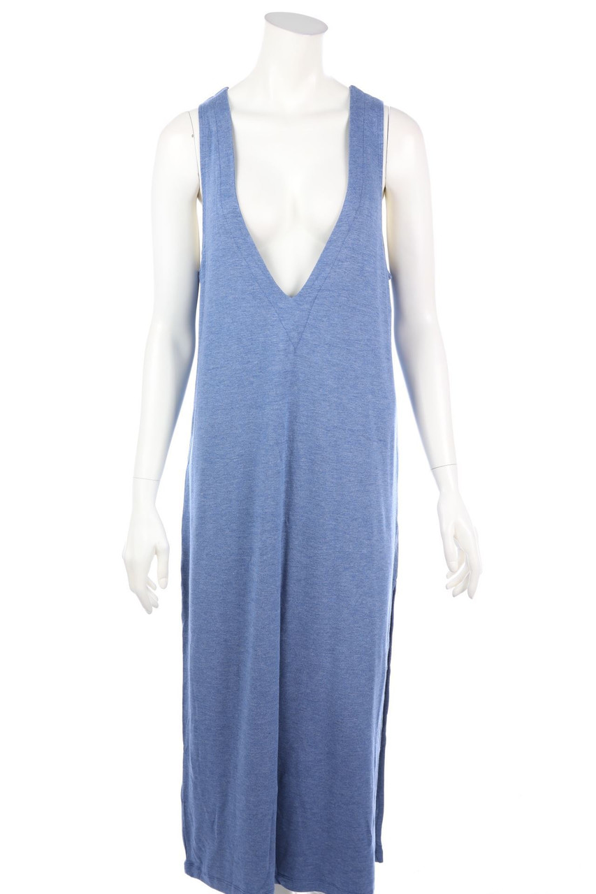 LNA - Sweat-Maxi Dress with Deep Plunge Neckline - S