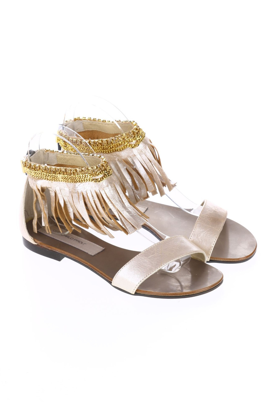GIANCARLO PAOLI - Metallic-Sandalen mit Strass-Steinen