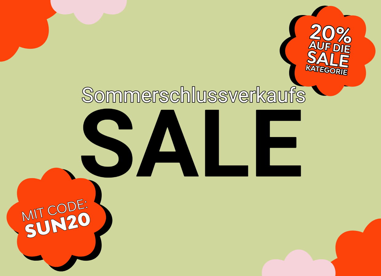 Banner mit der Aufschrift Schlussverkaufs Sale 20% auf die Sommer Styles Kategorie mit Code SUN20