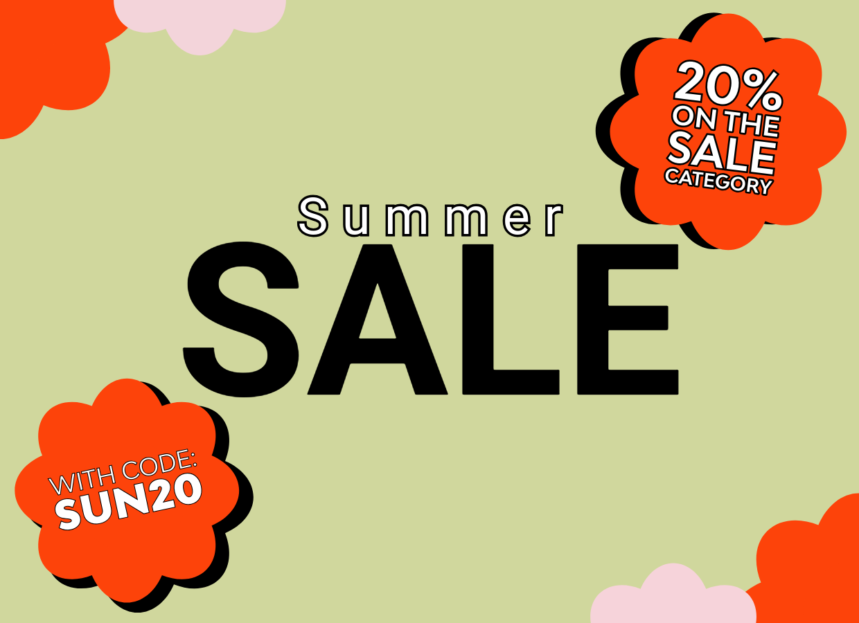 Banner mit der Aufschrift Schlussverkaufs Sale 20% auf die Sommer Styles Kategorie mit Code SUN20