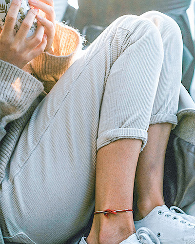 Woman wearing pink pants